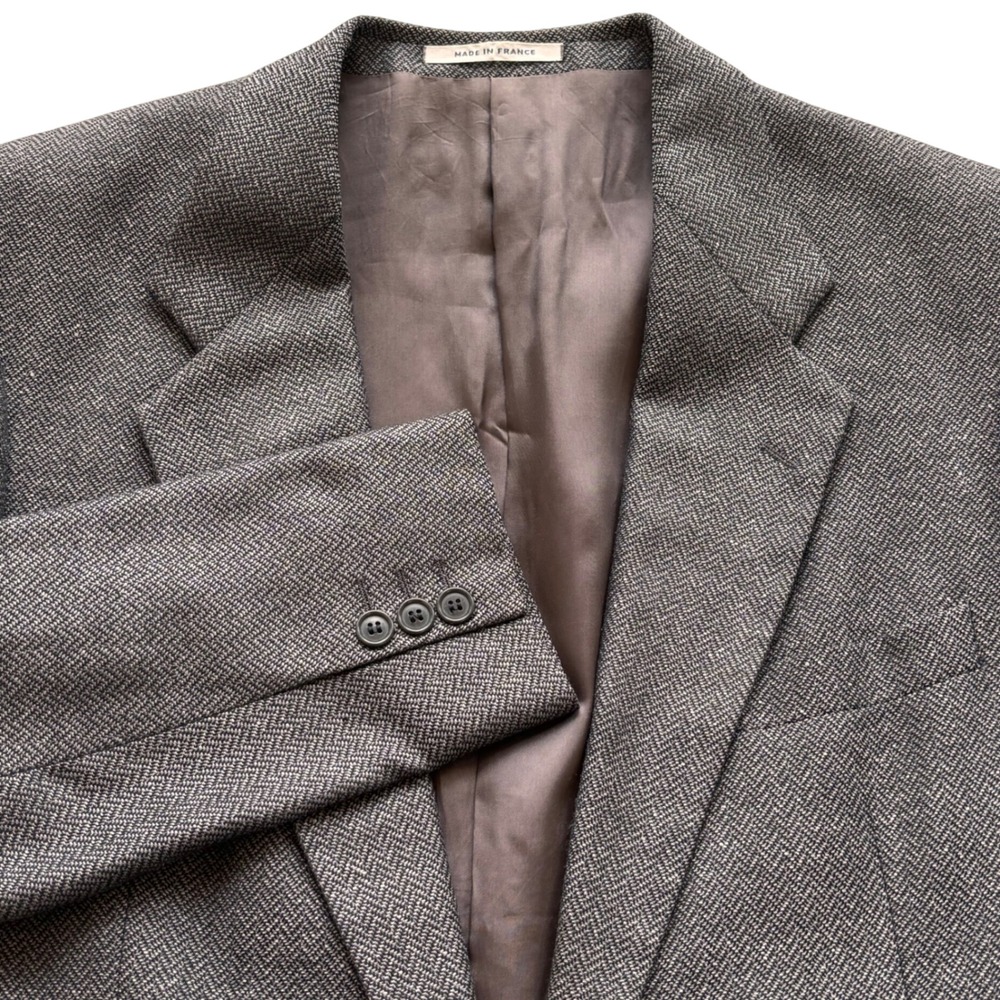 Yves Saint Laurent Menswear Blazer 42L Herringbone Wool GrayMade in France